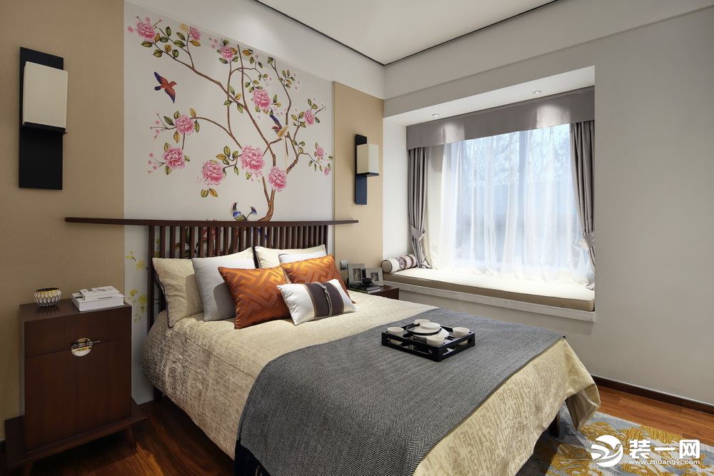 ◤星湖广场◢131㎡三居室新中式风格卧室装修效果图