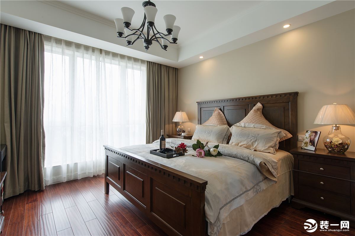 ◤清水湾◢127㎡三居室美式风格卧室装修效果图