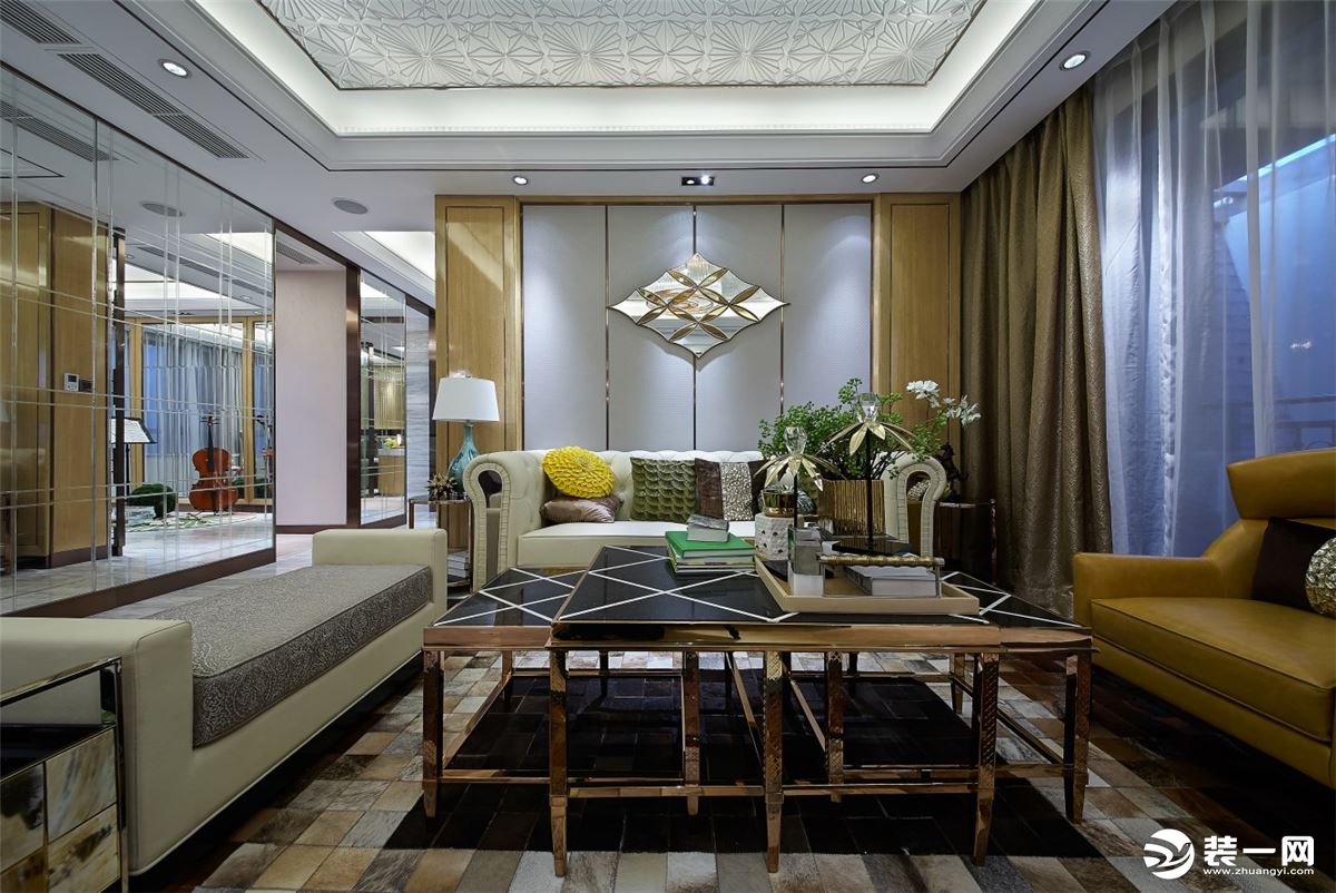 ◤红星国际◢150㎡三居室现代风格客厅装修效果图	