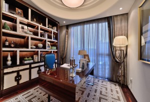 ◤紫缘公寓◢113㎡三居室现代风格书房装修效果图