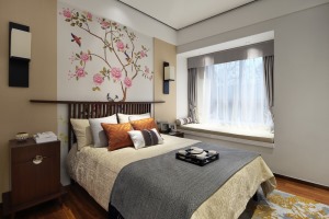 ◤美林湖花园◢126㎡二居室中式风格卧室装修效果图
