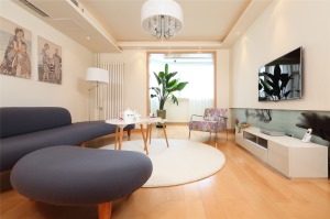 ◤青山湾◢60㎡一居室简约风格客厅装修效果图