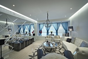 ◤紫缘公寓◢113㎡二居室欧式风格客厅装修效果图