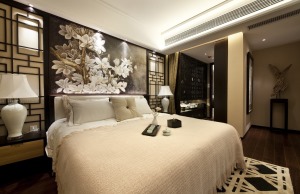 ◤世贸香槟湖◢140㎡三居室新中式风格卧室装修效果图