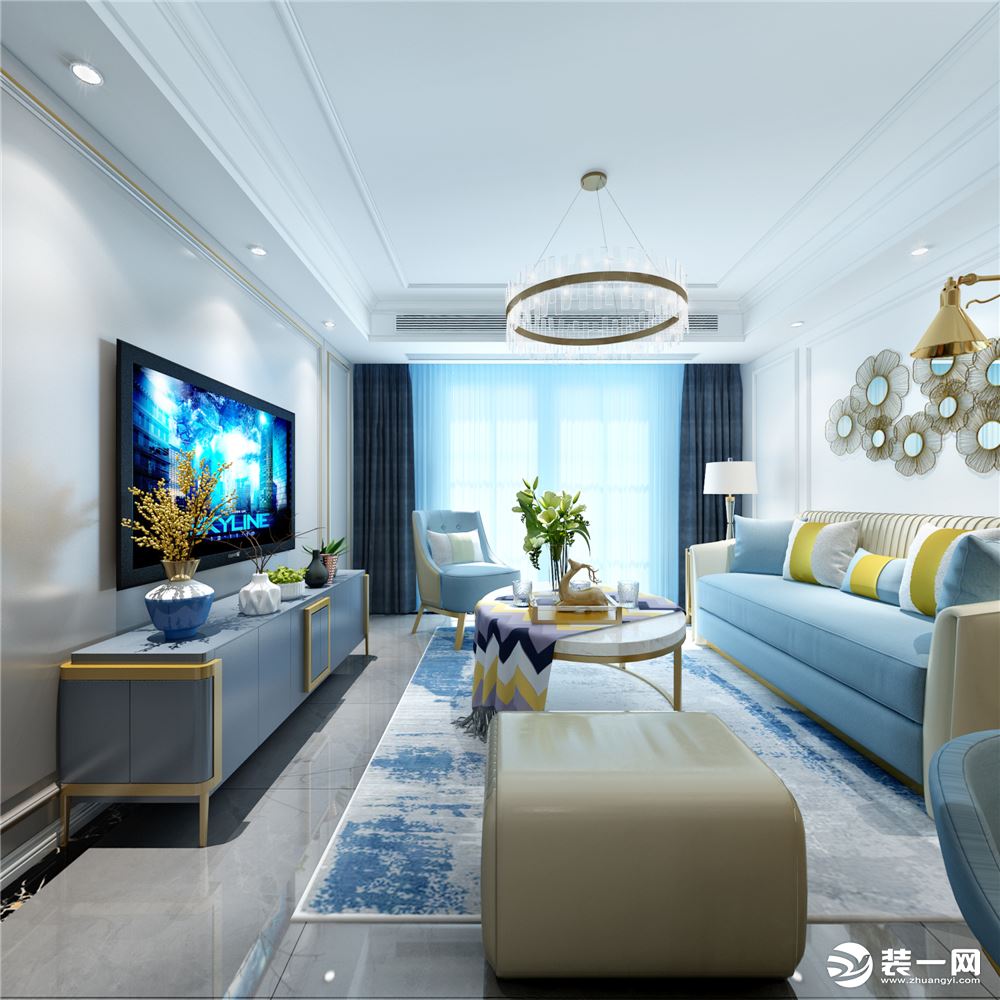 南京业之峰装饰-御湖仕家112平米轻奢风格三室装修设计效果图