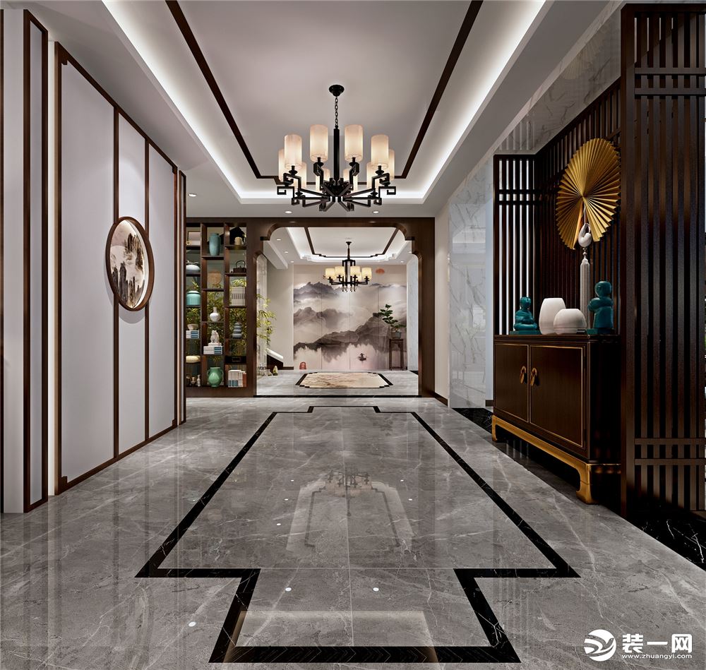 南京业之峰装饰-茅山东湖新中式430平装修设计效果图案例