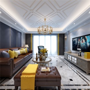 南京业之峰装饰-尚城华府137平米美式风格三室装修设计效果图