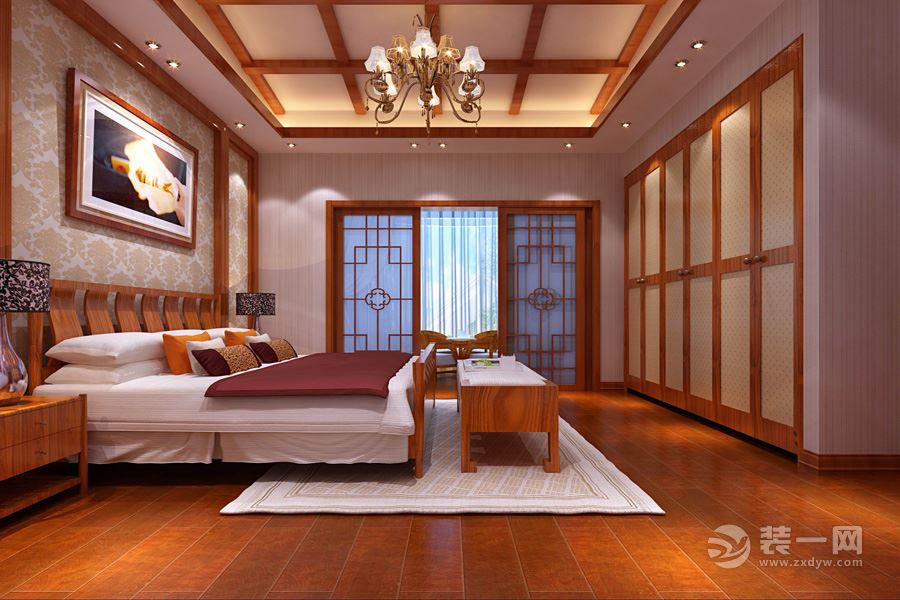 卧室搭配简单，大方，精彩演绎出新中式家具的时尚魅力。
