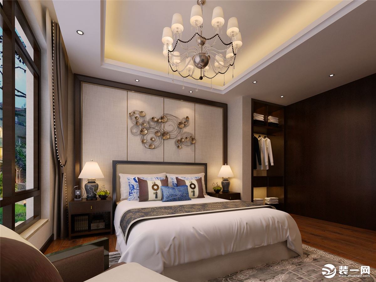三江国际美式风格别墅卧室装修效果图