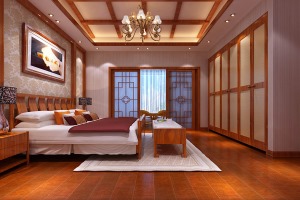 卧室搭配简单，大方，精彩演绎出新中式家具的时尚魅力。
