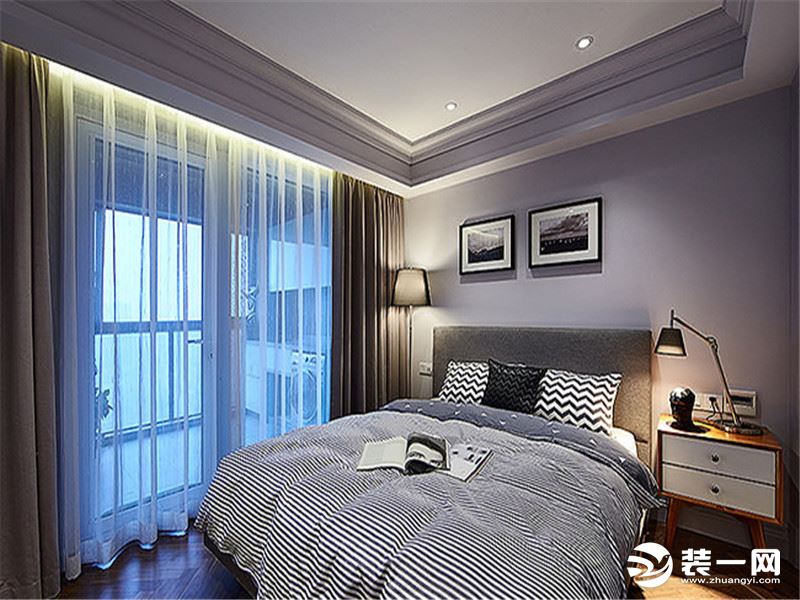 恒大翡翠湾  105m2  三居室 现代简约风格  卧室装修效果图