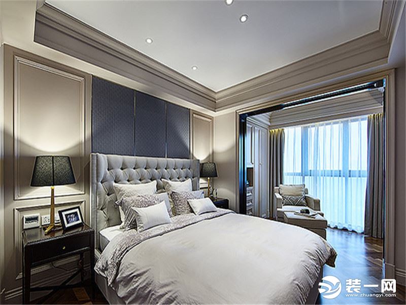 恒大翡翠湾  105m2  三居室 现代简约风格  卧室装修效果图