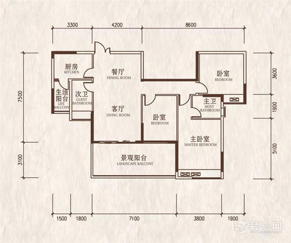 【兄弟装饰】雅居乐国际花园119平米户型图 东南亚风格