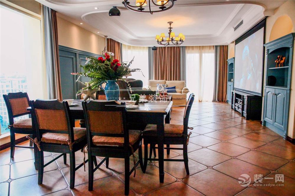 【兄弟装饰】棕榈泉国际花园餐厅装修设计案例 美式风格