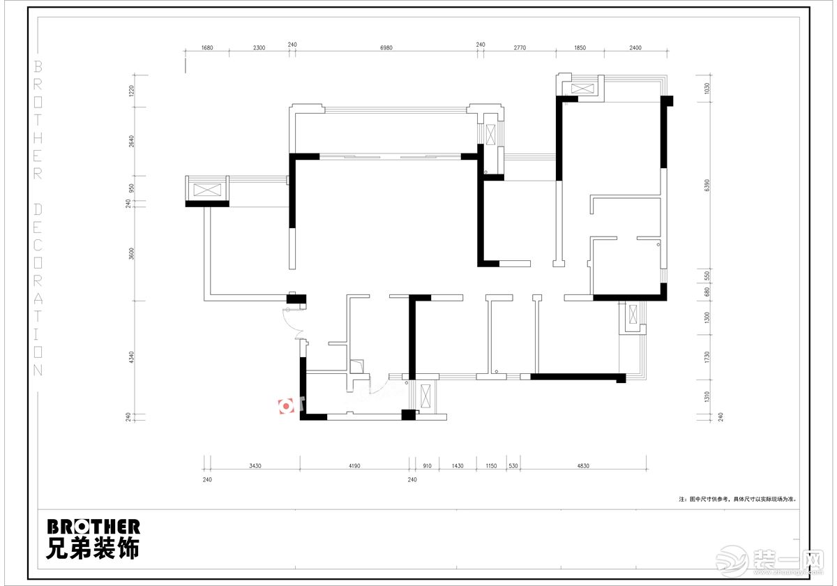 【兄弟裝飾】公園大道裝修 重慶公園大道134㎡戶型圖 現(xiàn)代風(fēng)格