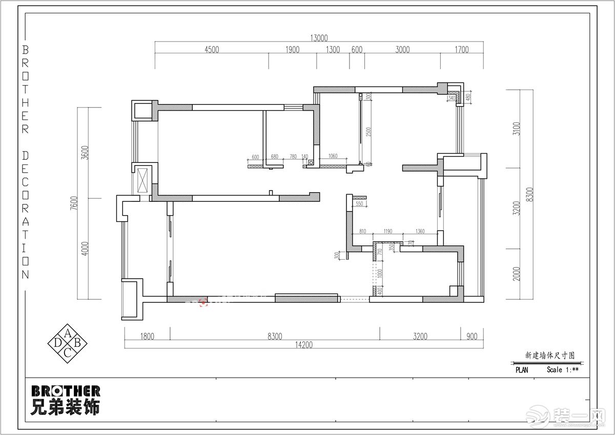 【兄弟裝飾】財信沙濱城市裝修 財信沙濱城市91㎡三室兩廳兩衛(wèi)戶型圖 現(xiàn)代風格