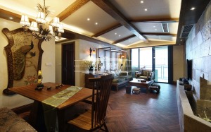【兄弟装饰】雅居乐国际花园119平米客厅装修案例 东南亚风格