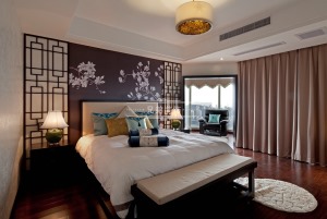 【兄弟装饰】棕榈泉160平米卧室装修案例 现代中式风格