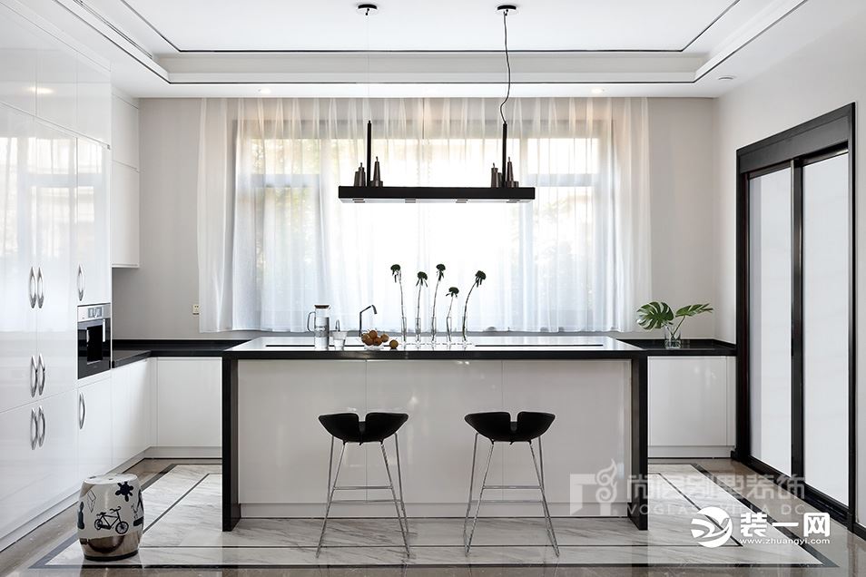 会展誉景新中式风格500㎡别墅装修效果图一层厨房