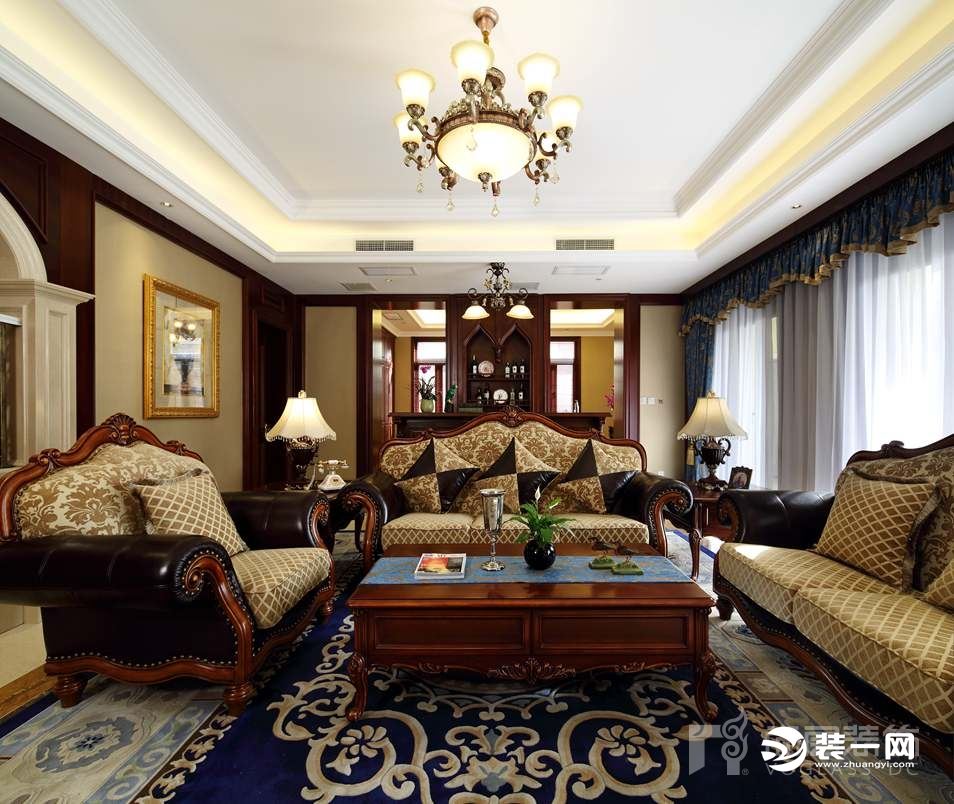 珠江壹仟栋欧式风格800㎡别墅装修效果图家庭室