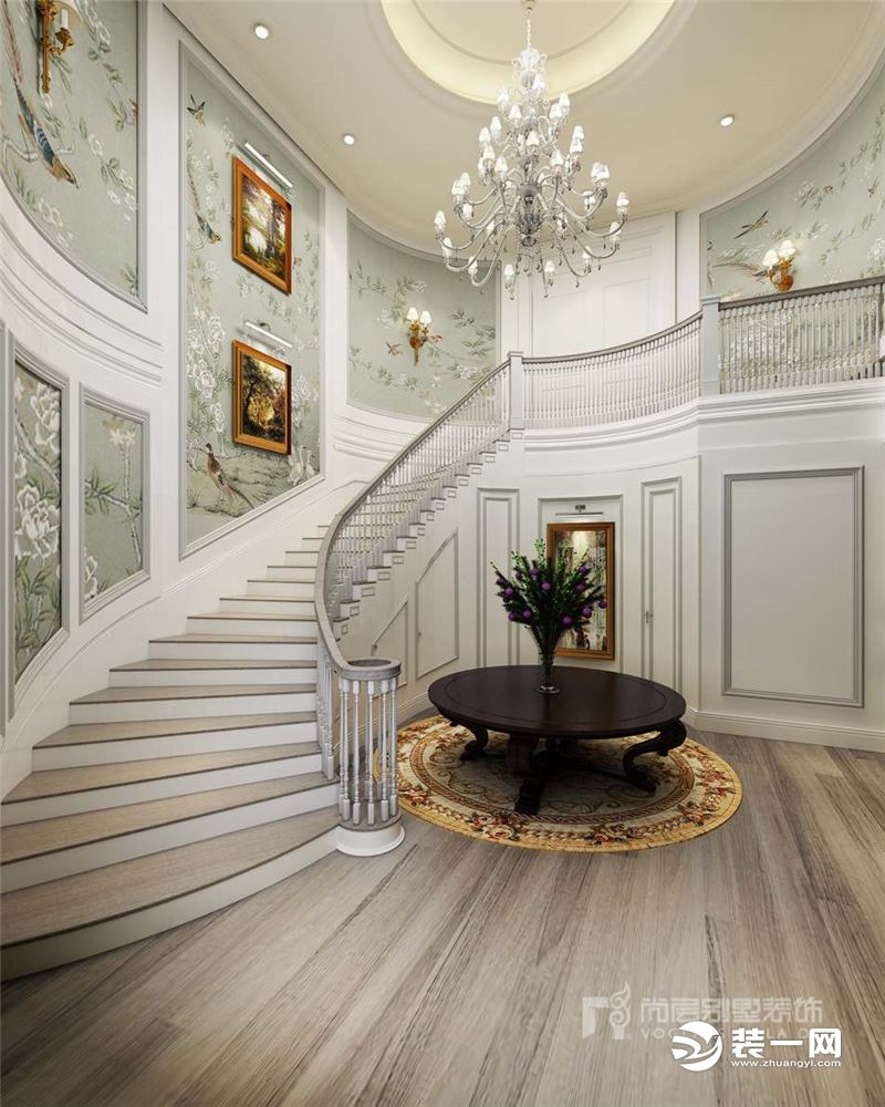 颐和原著欧式风格2200㎡别墅装修效果图楼梯间