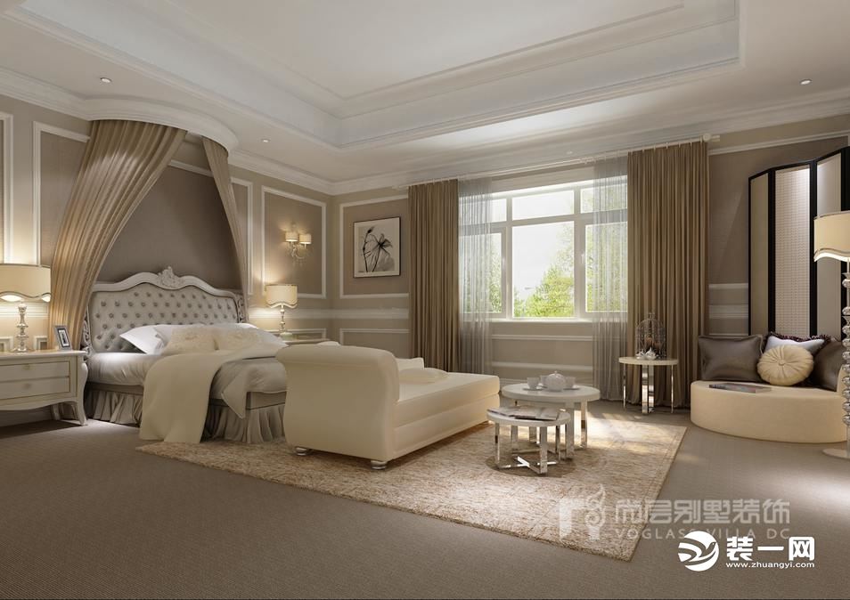 颐和原著欧式风格2200㎡别墅装修效果图卧室