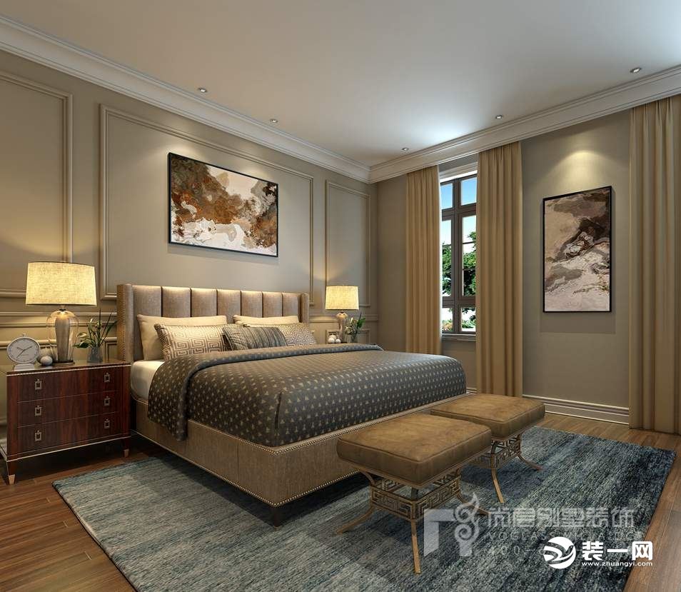金地中央世家800㎡别墅新古典风格装修效果图-卧室