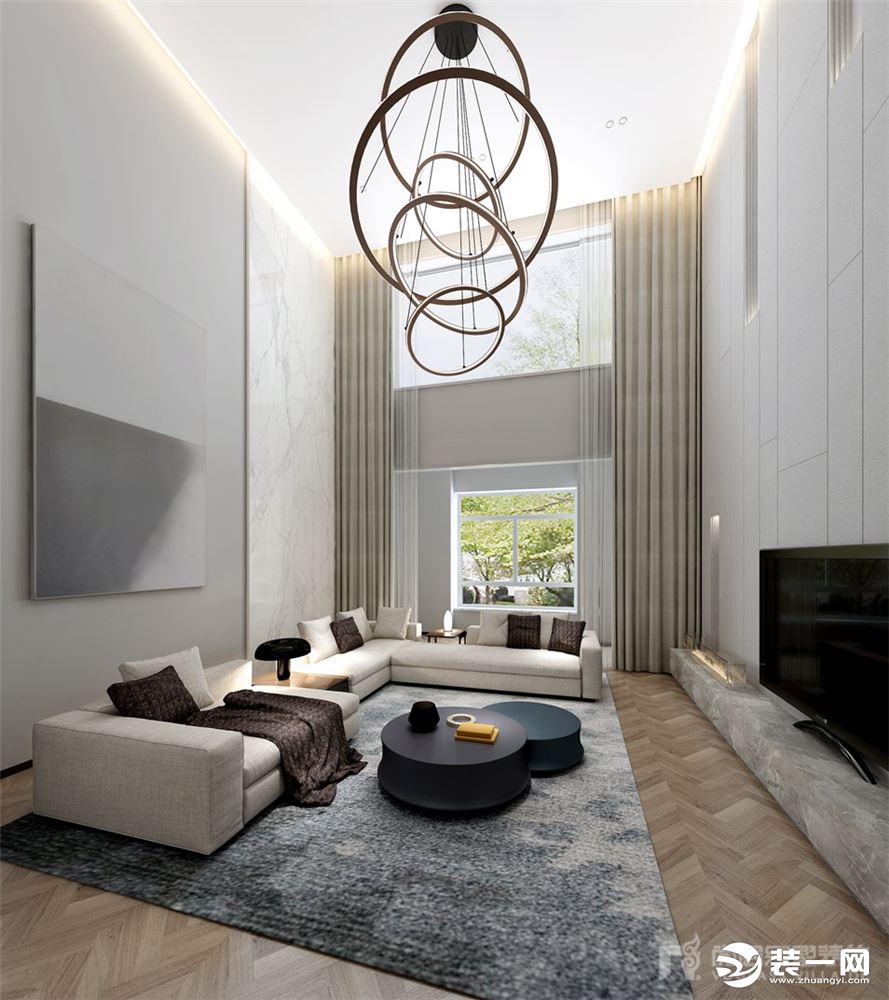 新世界丽樽800㎡别墅现代简约风格300万装修效果图-客厅