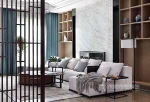 会展誉景新中式风格500㎡别墅装修效果图一层客厅