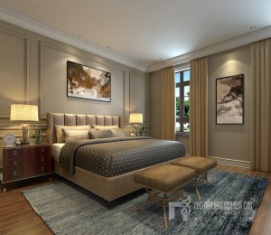 金地中央世家800㎡别墅新古典风格装修效果图-卧室