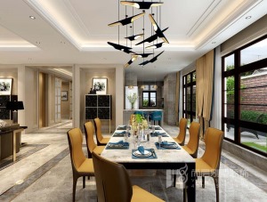金地中央世家800㎡别墅新古典风格装修效果图-餐厅