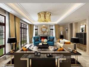 金地中央世家800㎡别墅新古典风格装修效果图-客厅