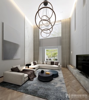 新世界丽樽800㎡别墅现代简约风格300万装修效果图-客厅