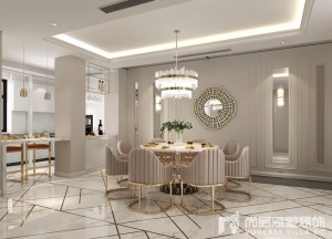 新世界丽樽600㎡别墅现代轻奢风格260万装修效果图-餐厅