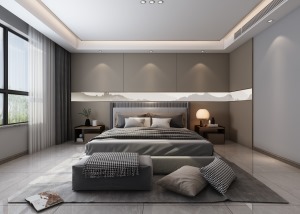 一楼主卧室通透大气，舒适的灯光便于睡眠