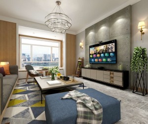 客廳電視墻維多利亞120平三室兩廳現代風格裝修效果圖