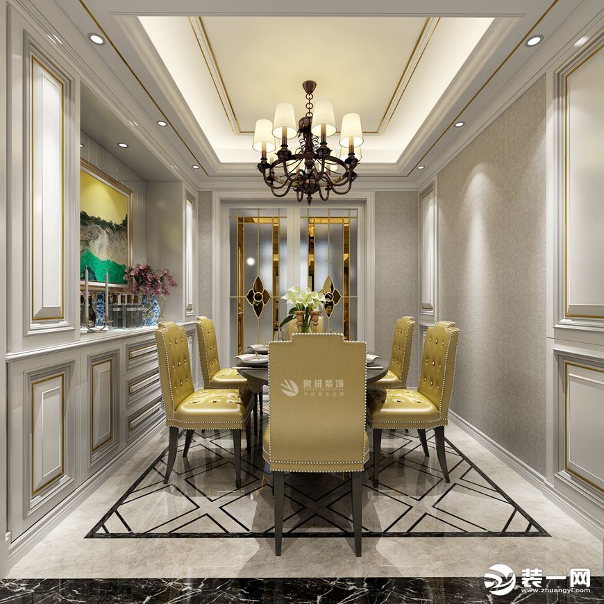 鲁班装饰曲江香都145平米现代欧式风格效果图餐厅