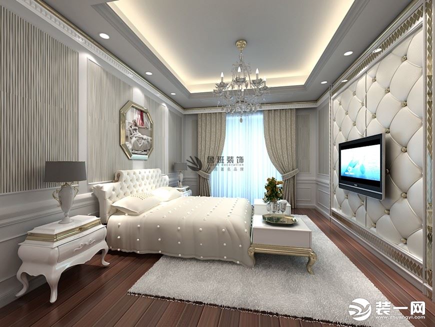 鲁班装饰天朗大兴郡三居室144平米欧式风格设计效果图卧室
