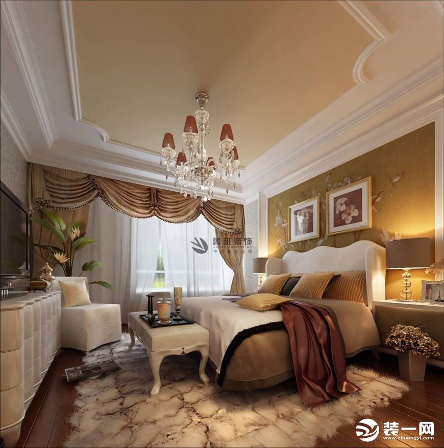 鲁班装饰天朗大兴郡三居室144平米欧式风格设计效果图卧室