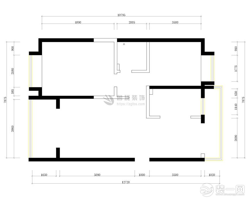 【鲁班装饰】金地湖城大境两居室110平米欧式风格设计效果图户型尺寸