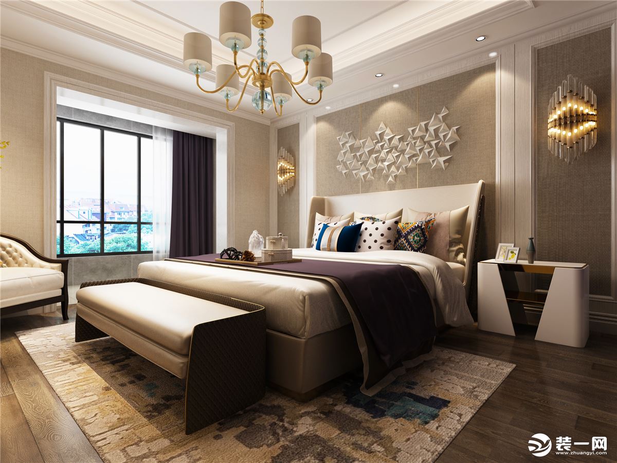鲁班装饰林隐天下-复式210平米-美式风格装修效果图卧室