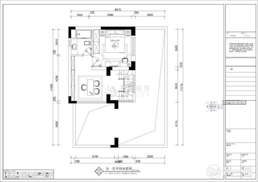 【鲁班装饰】龙湖香醍社区复式220平米新中式风格装修效果图二楼户型结构图