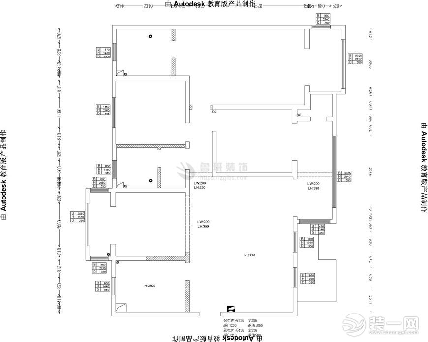 【魯班裝飾】海德堡三居室140平米混搭風(fēng)格裝修效果圖戶型圖