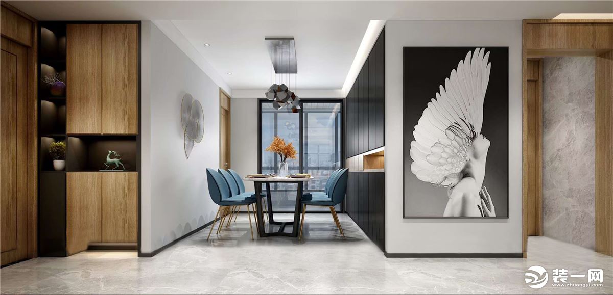 【鲁班装饰】万达天樾三居室150平米现代简约风格装修效果图餐厅