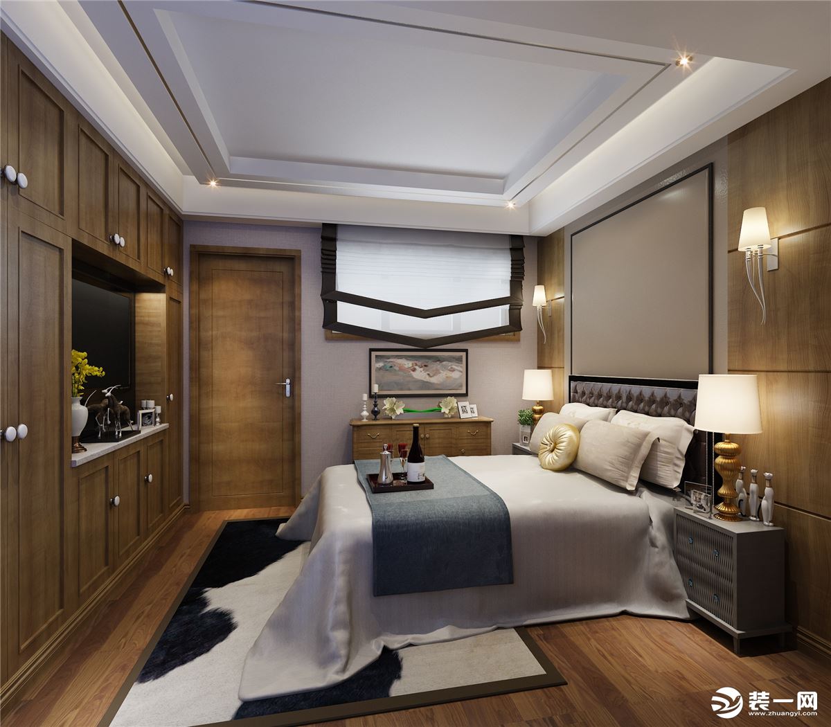 【鲁班装饰】增源航都绿洲复式360平米现代简约风格装修效果图卧室