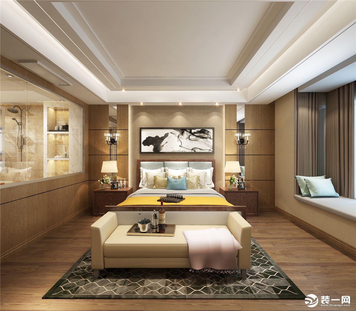 【鲁班装饰】增源航都绿洲复式360平米现代简约风格装修效果图卧室
