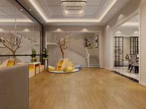 鲁班装饰林隐天下-复式210平米-美式风格装修效果图二楼