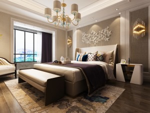 鲁班装饰林隐天下-复式210平米-美式风格装修效果图卧室