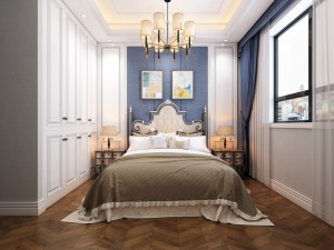 【鲁班装饰】领馆一号-别墅340平米-新古典风格装修效果图卧室
