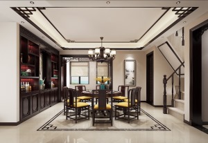 【鲁班装饰】恒大江湾复式240平米中式风格装修效果图餐厅